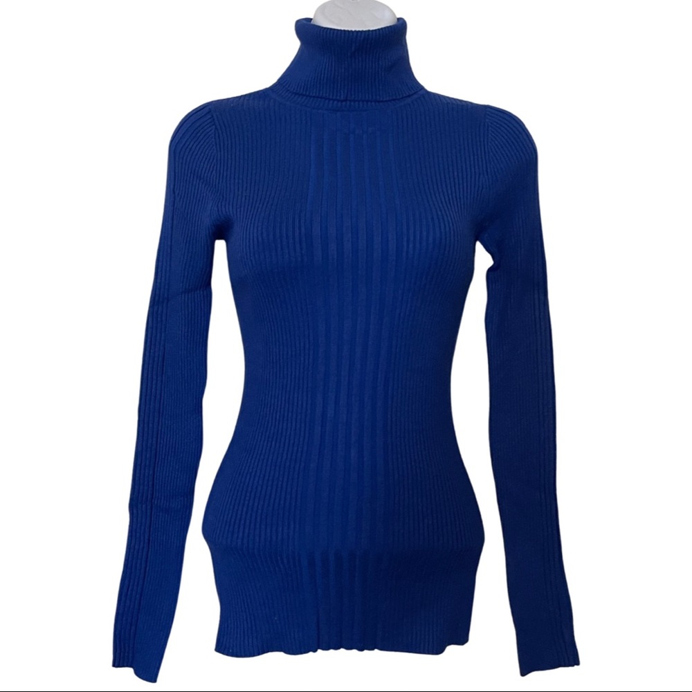 Derek Heart Blue Turtleneck Long Sleeve Top For Women